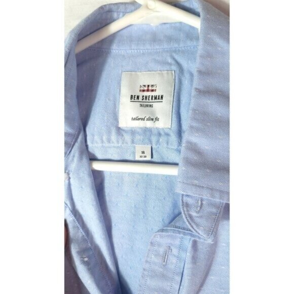 Ben Sherman Men’s L/S Shirt 16 32/33 Light Blue - Picture 4 of 6
